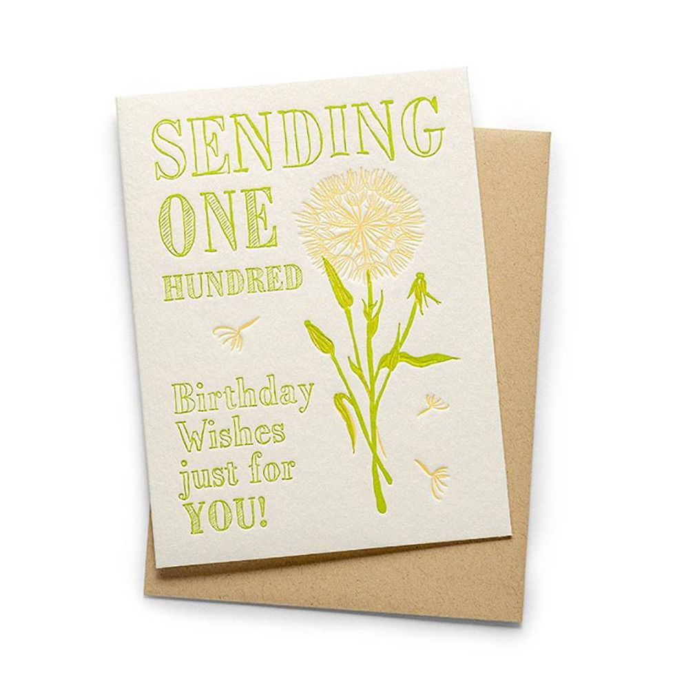 100 Wishes Dandelion Birthday Card