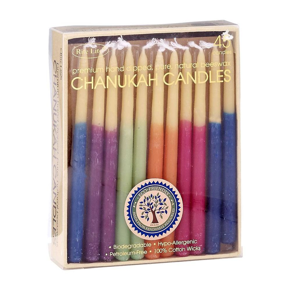 Chanukah Candles Multti Color Hand-Dipped Beeswax
