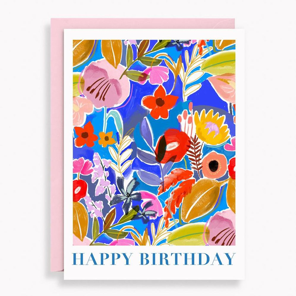 Painted Floral Birthday Card