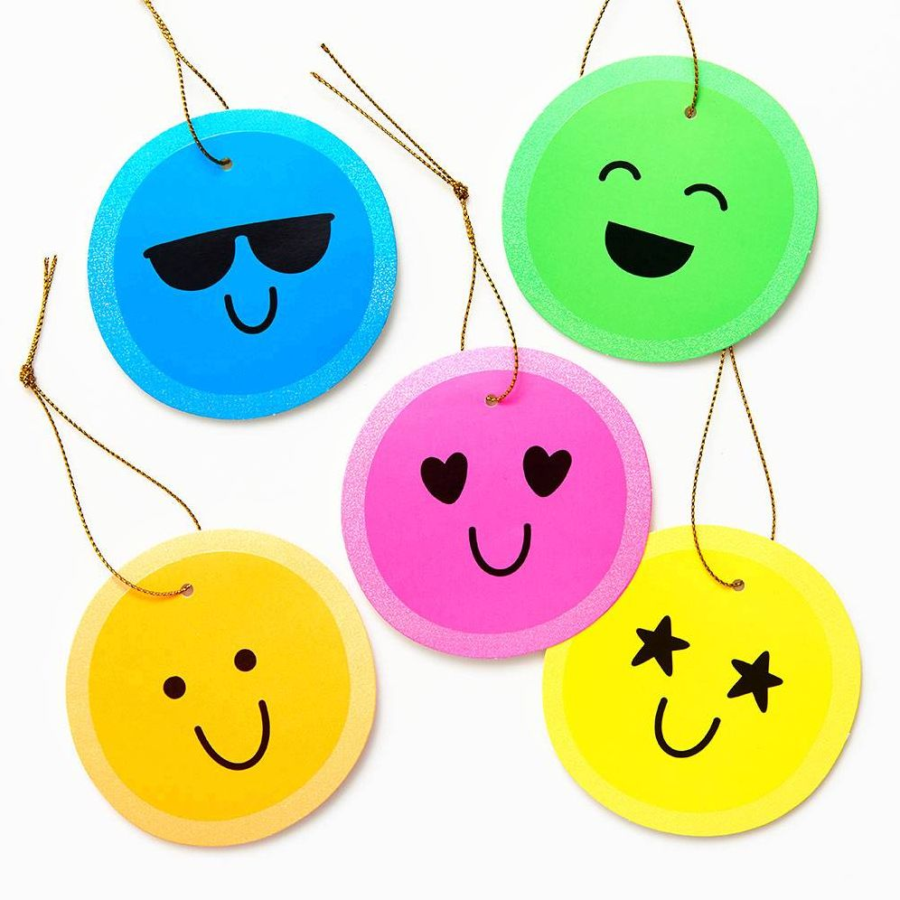 Neon Happy Face Gift Tags