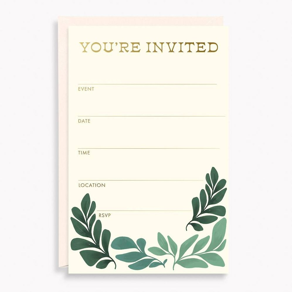 Gilded Greenery Fill-In Invitations, image size:996x996