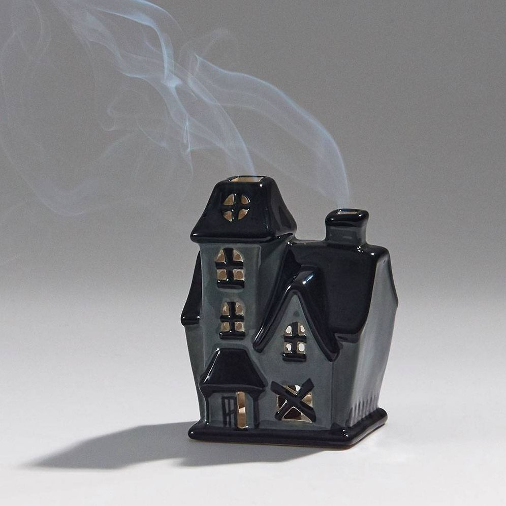 Ceramic Haunted House Incense and Tealight Holder
