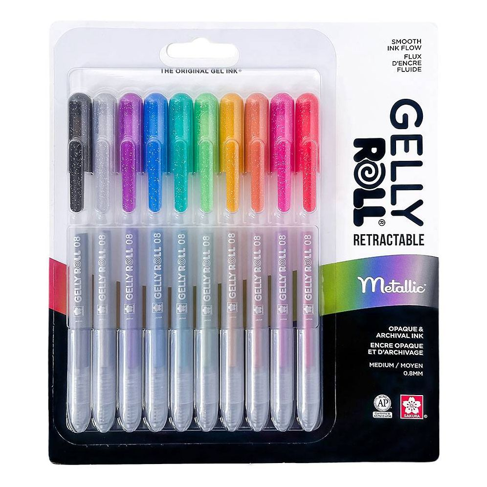 Sakura Gelly Roll Retractable - Metallic - 10 pack