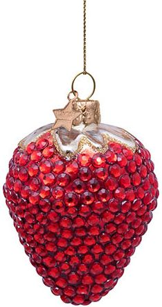 Jeweled Strawberry Glass Ornament