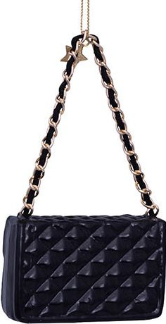 Black Fashion Bag Glass Ornament