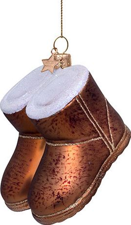 Brown Suede Boot Glas Ornament