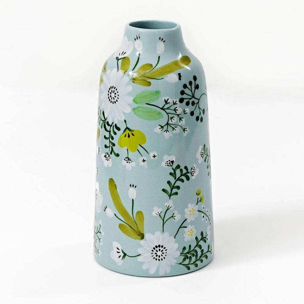 Blue Hand-Painted Floral Vase