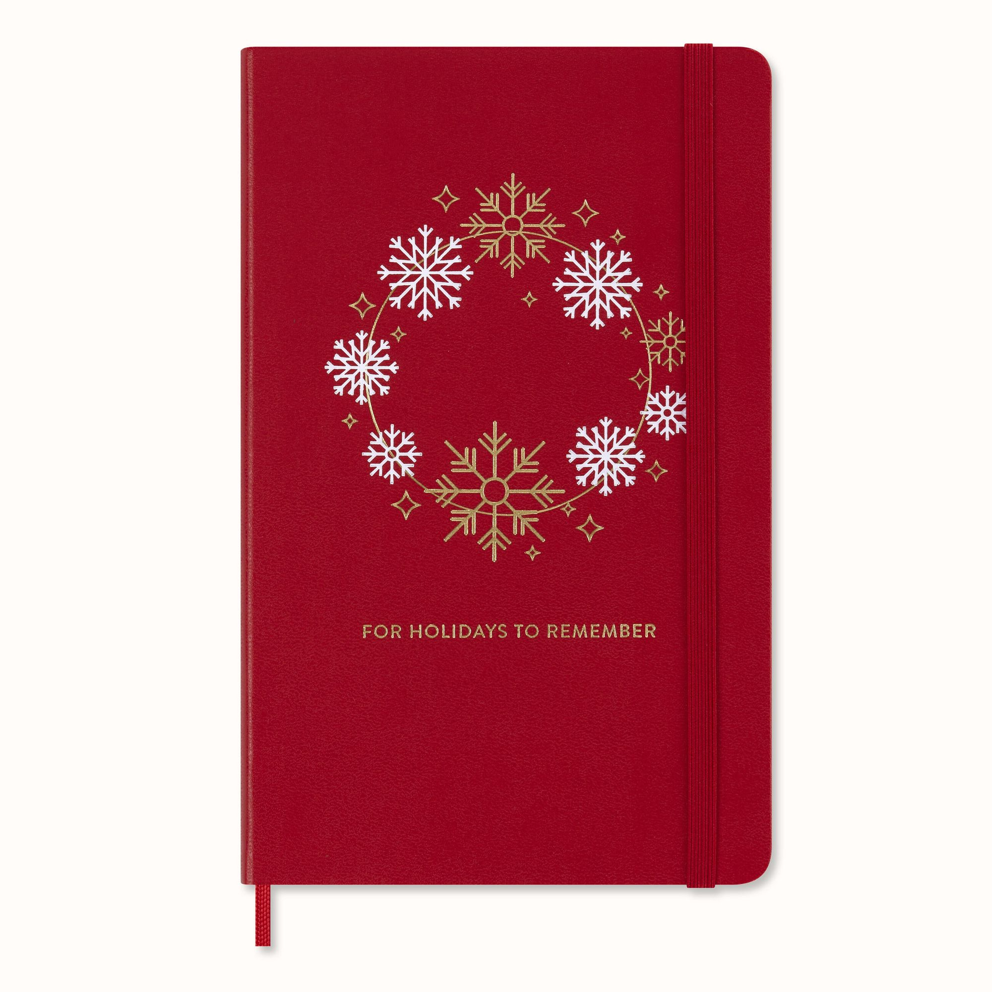Moleskine Festive Holiday Notebook, Hard Cover, Ruled, Large (5" x 8.25"), Scarlet Red, 240 Pages