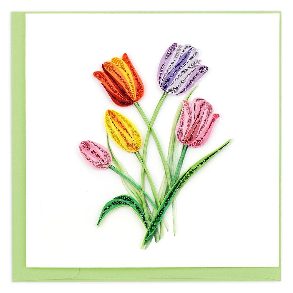 Quilling Colorful Tulips Greeting Card