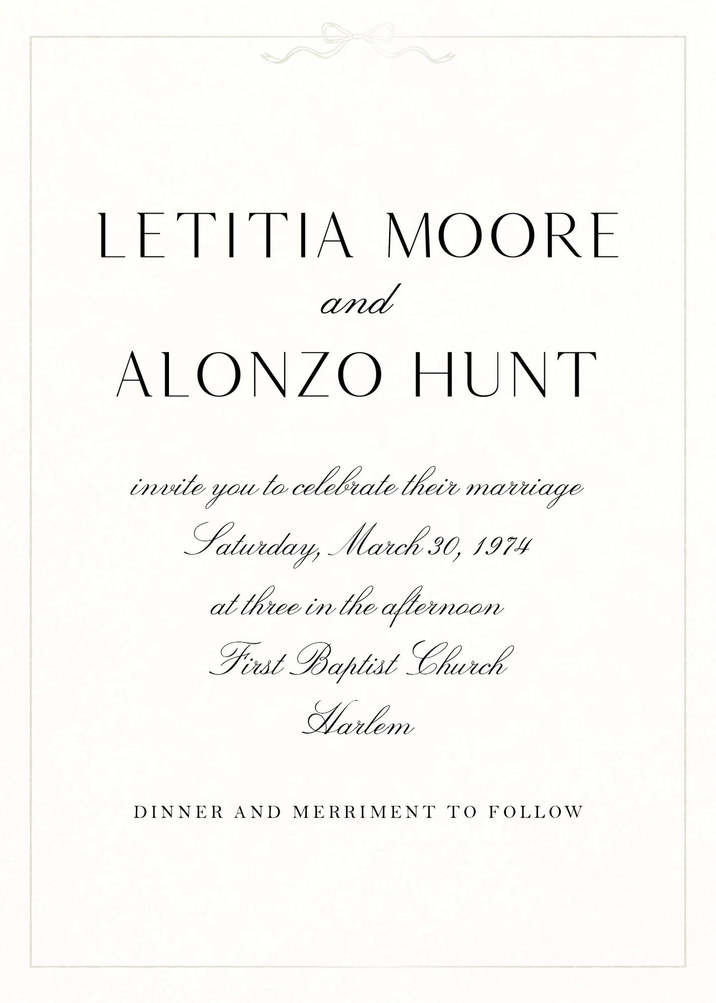 Bow Border Foil Wedding Invitation