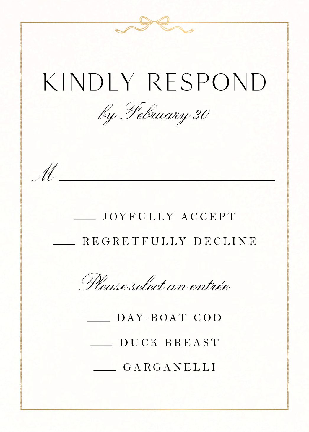 Bow Border Foil Response Card