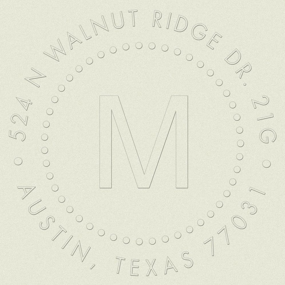 Single Bold Monogram Custom Embosser Plate with Embossing Tool