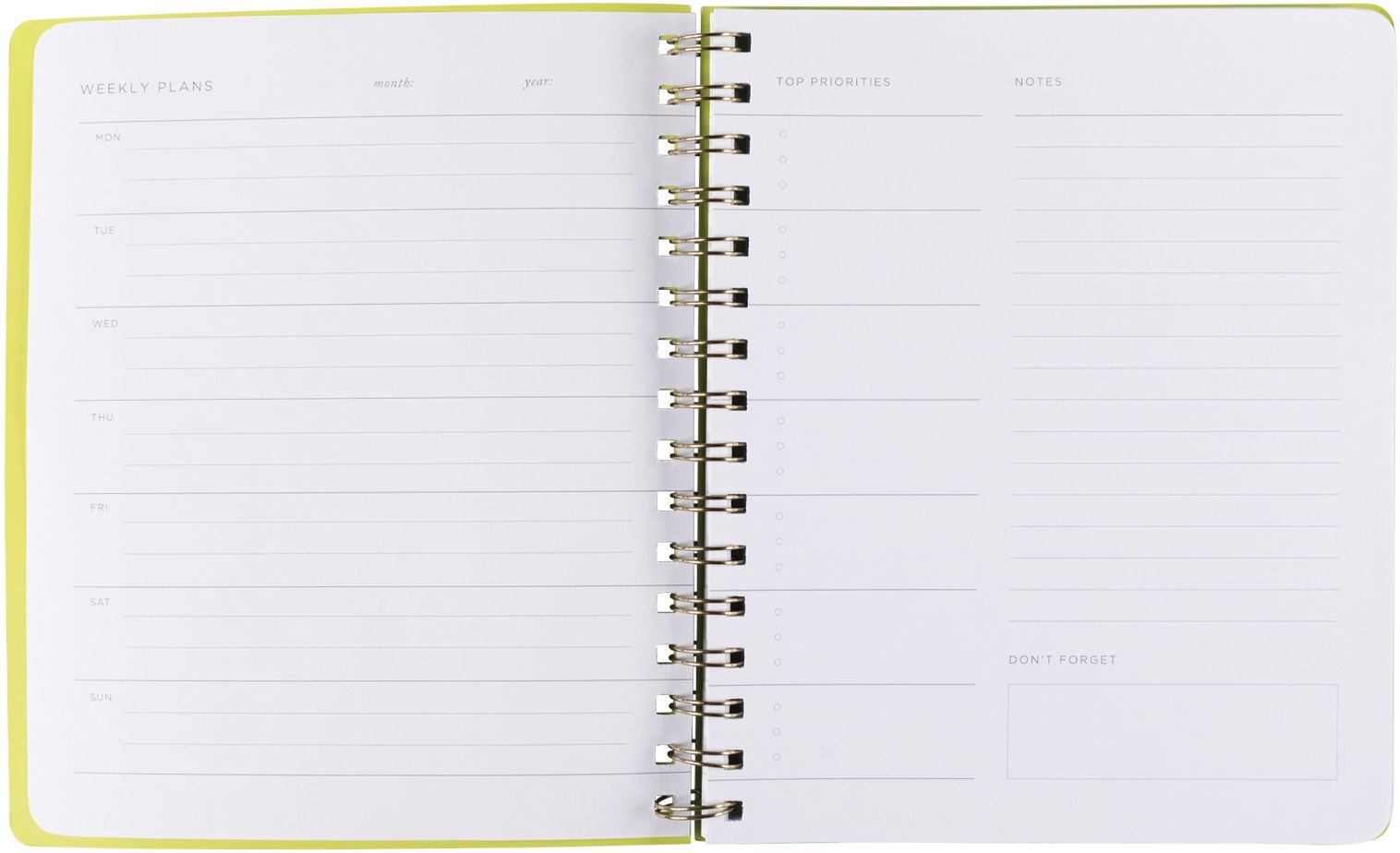 Yosemite Undated Weekly Planner