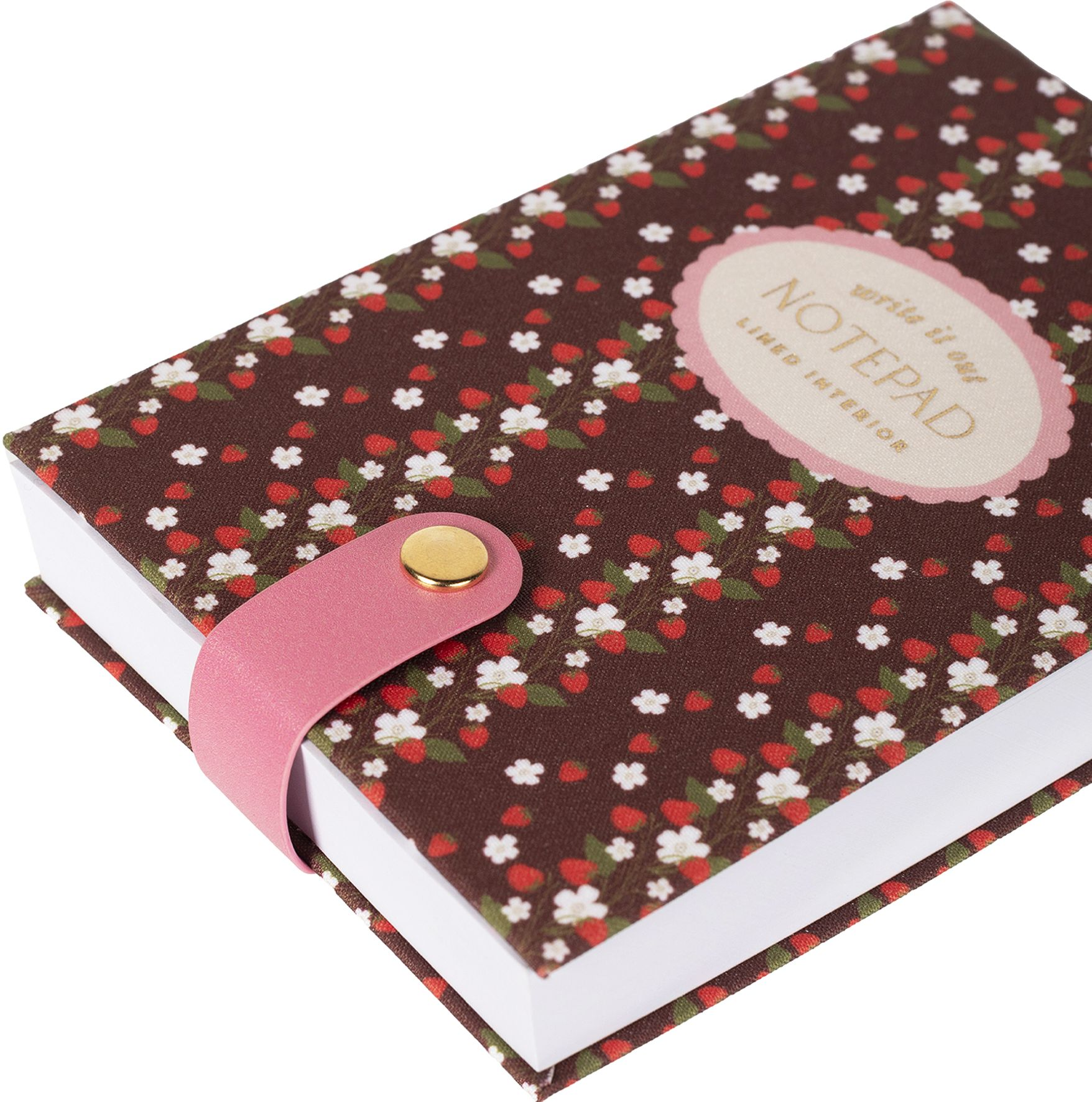 Strawberry Fields Book Cloth Notepad w Snap Closure - Exclusive