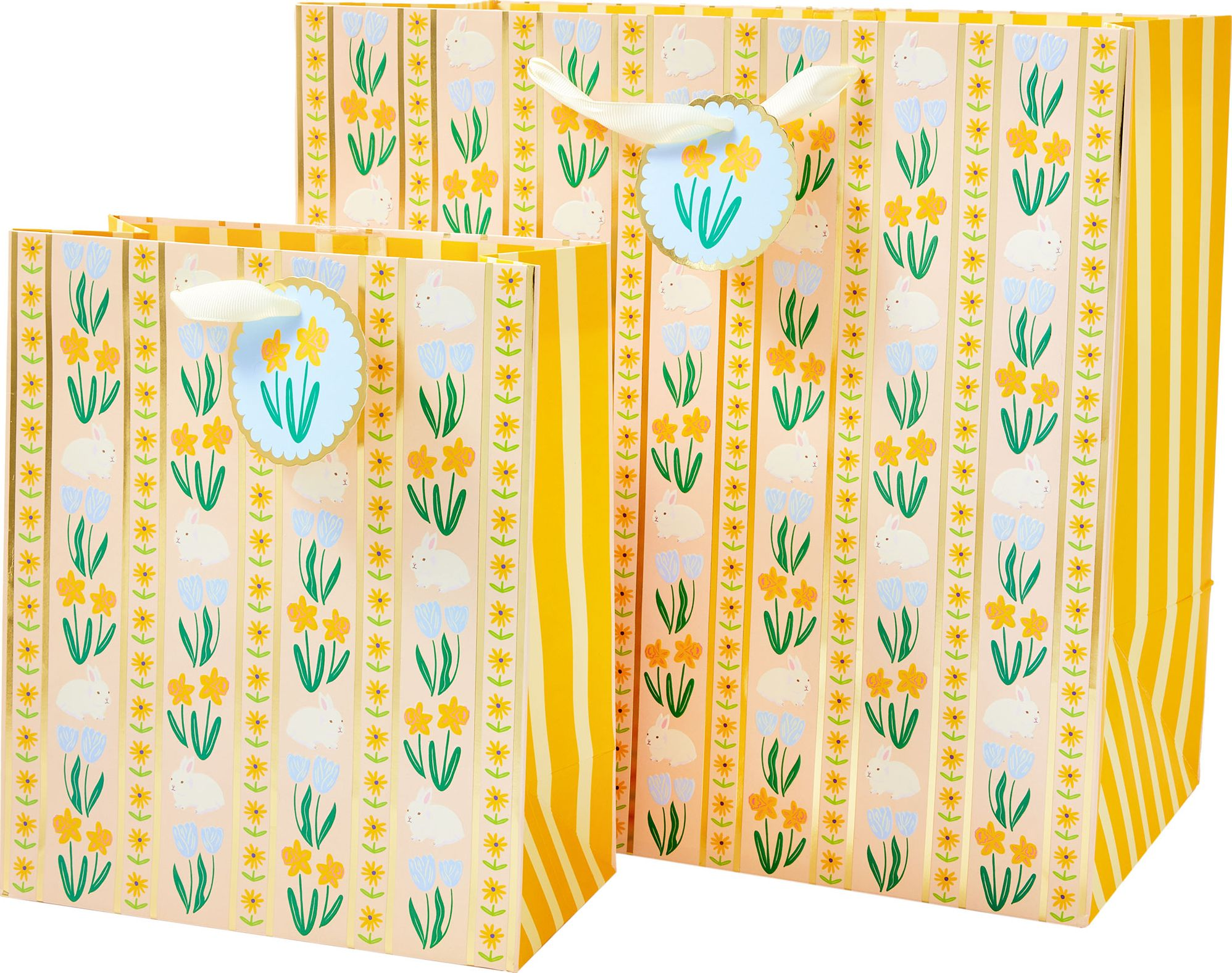 Floral Stripe Bunny Large Gift Bag