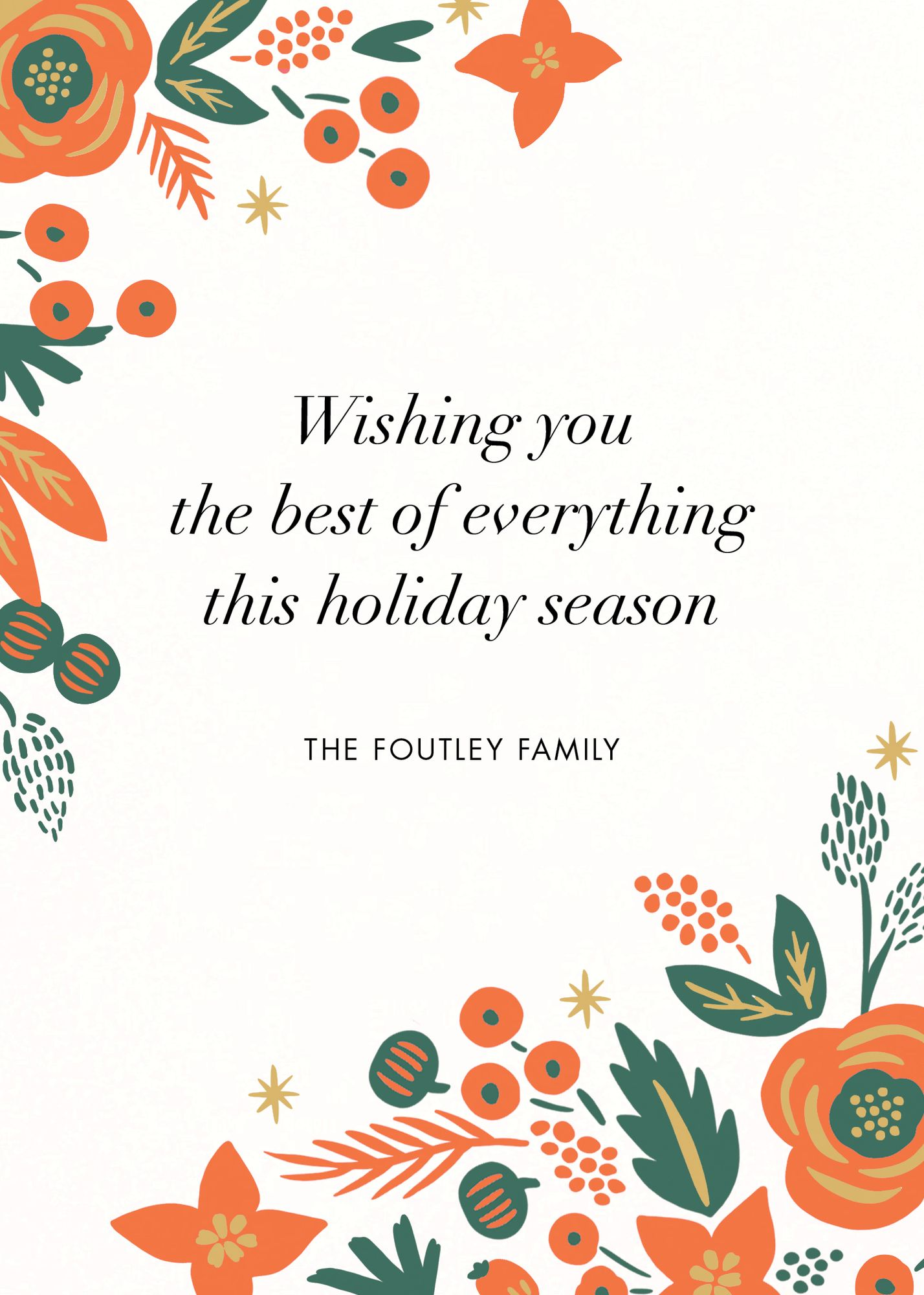 Letter Press Pointsettia Holiday Card