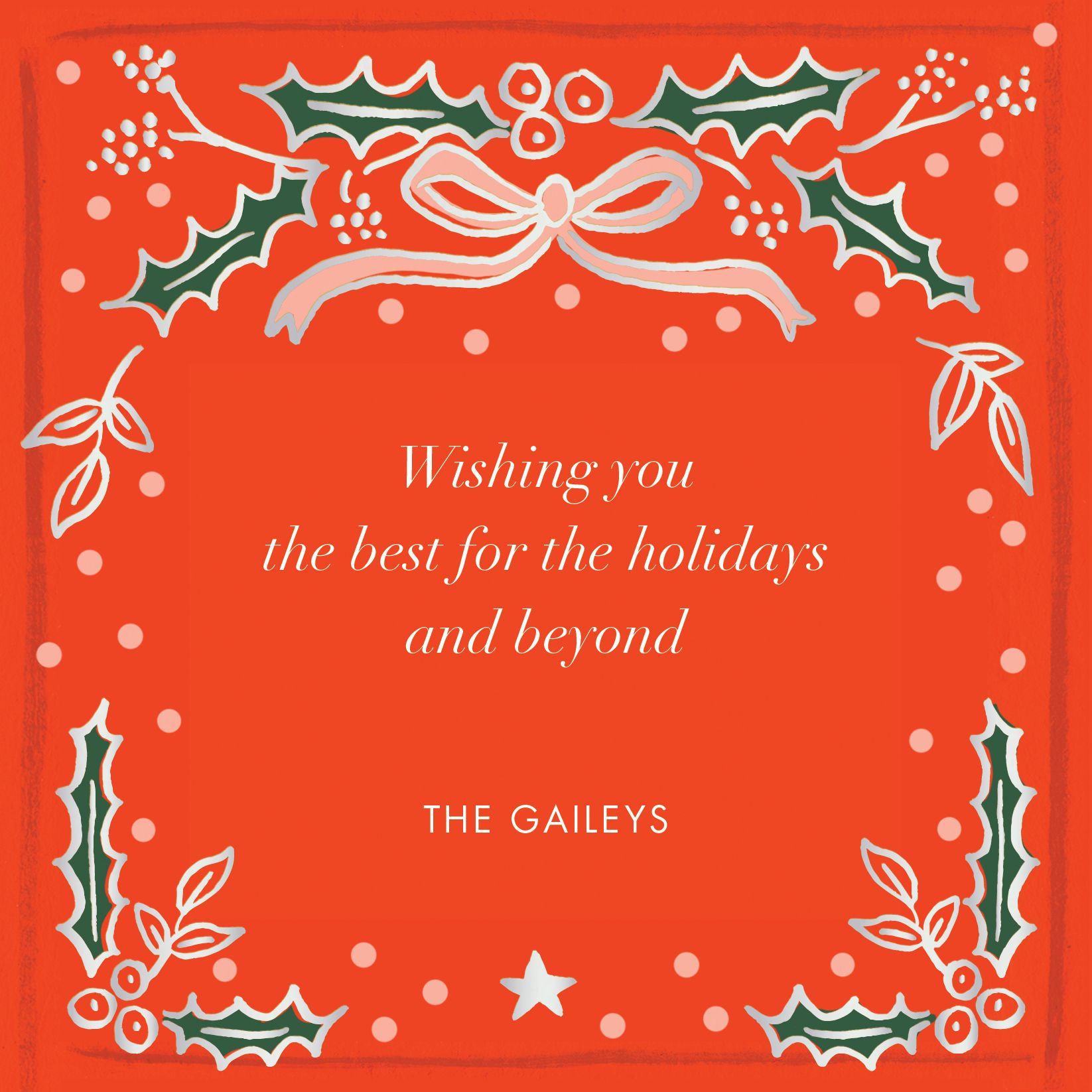 Holly Christmas Holiday Card