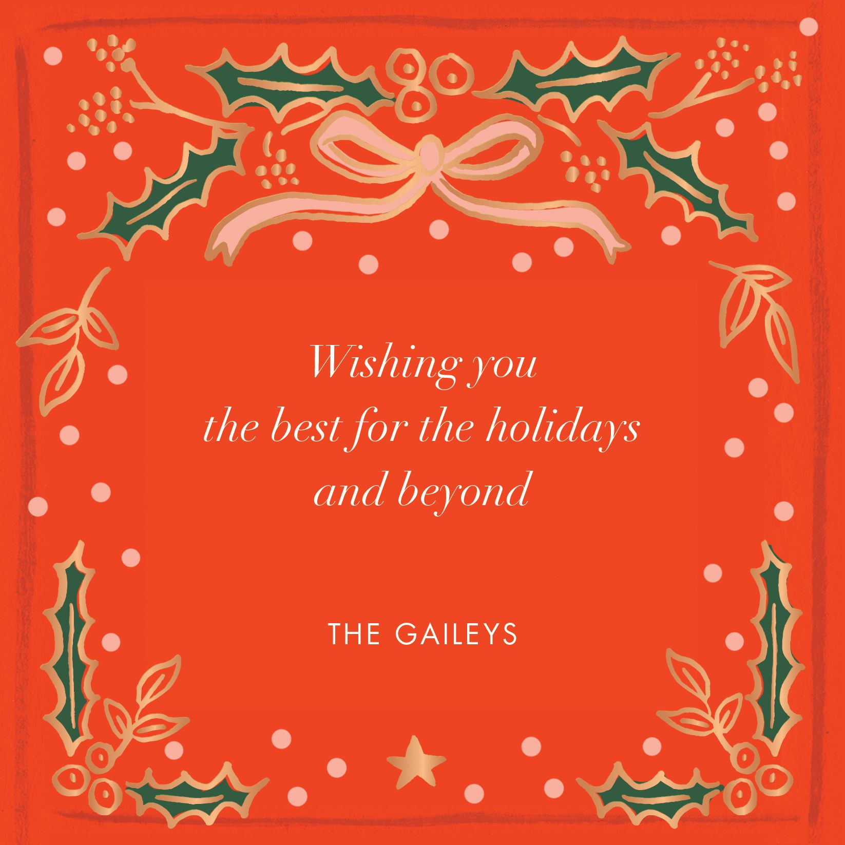 Holly Christmas Holiday Card