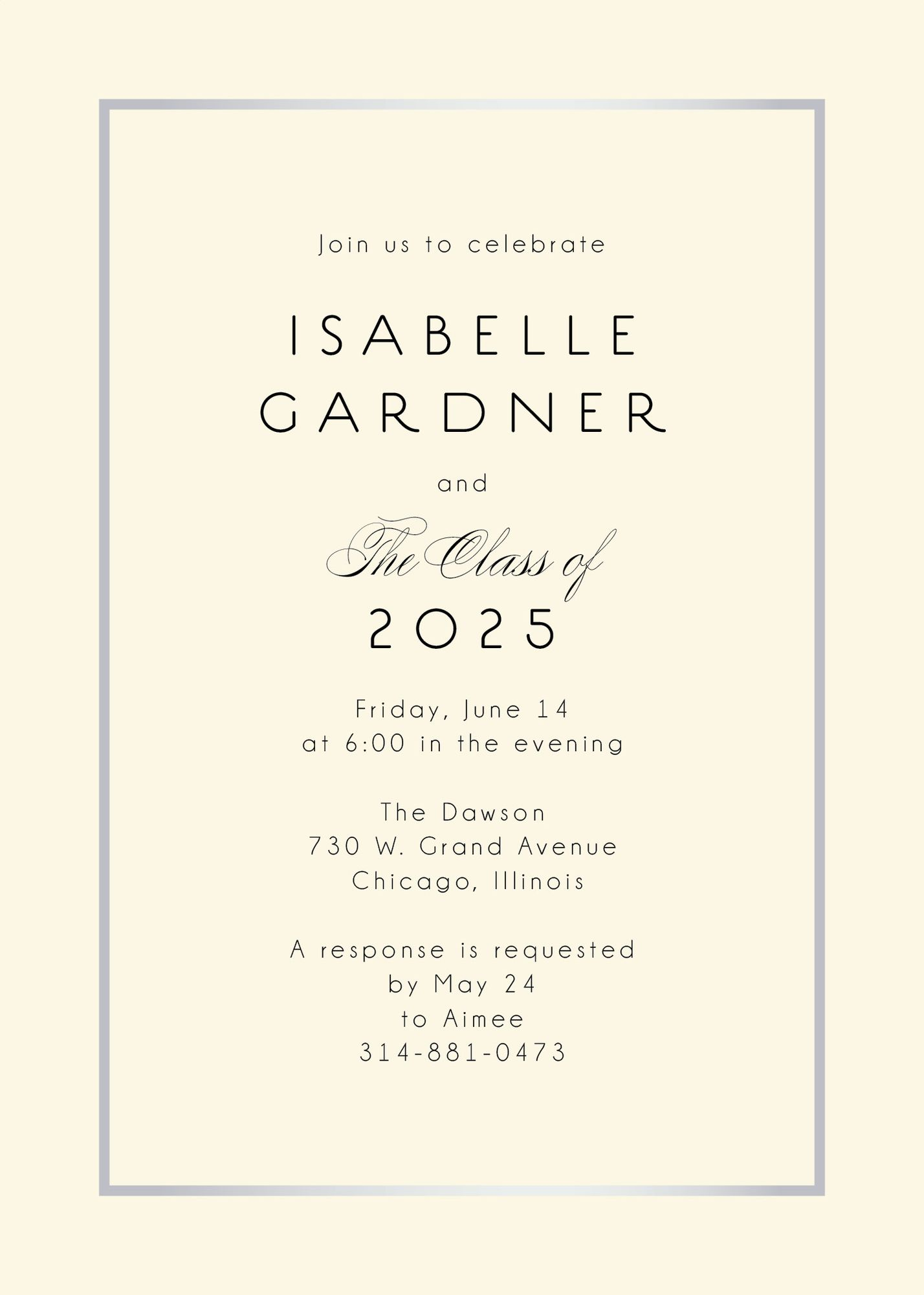 Thin Line Graduation Party Invitation