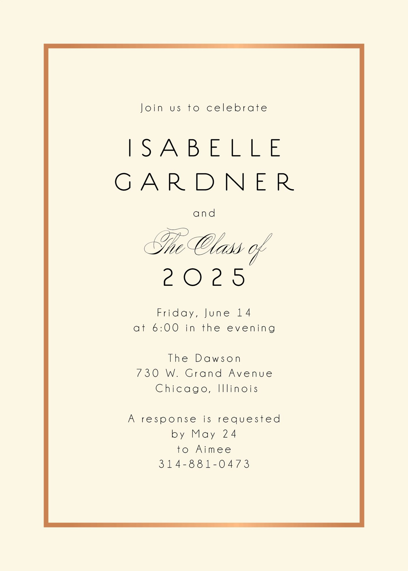 Thin Line Graduation Party Invitation