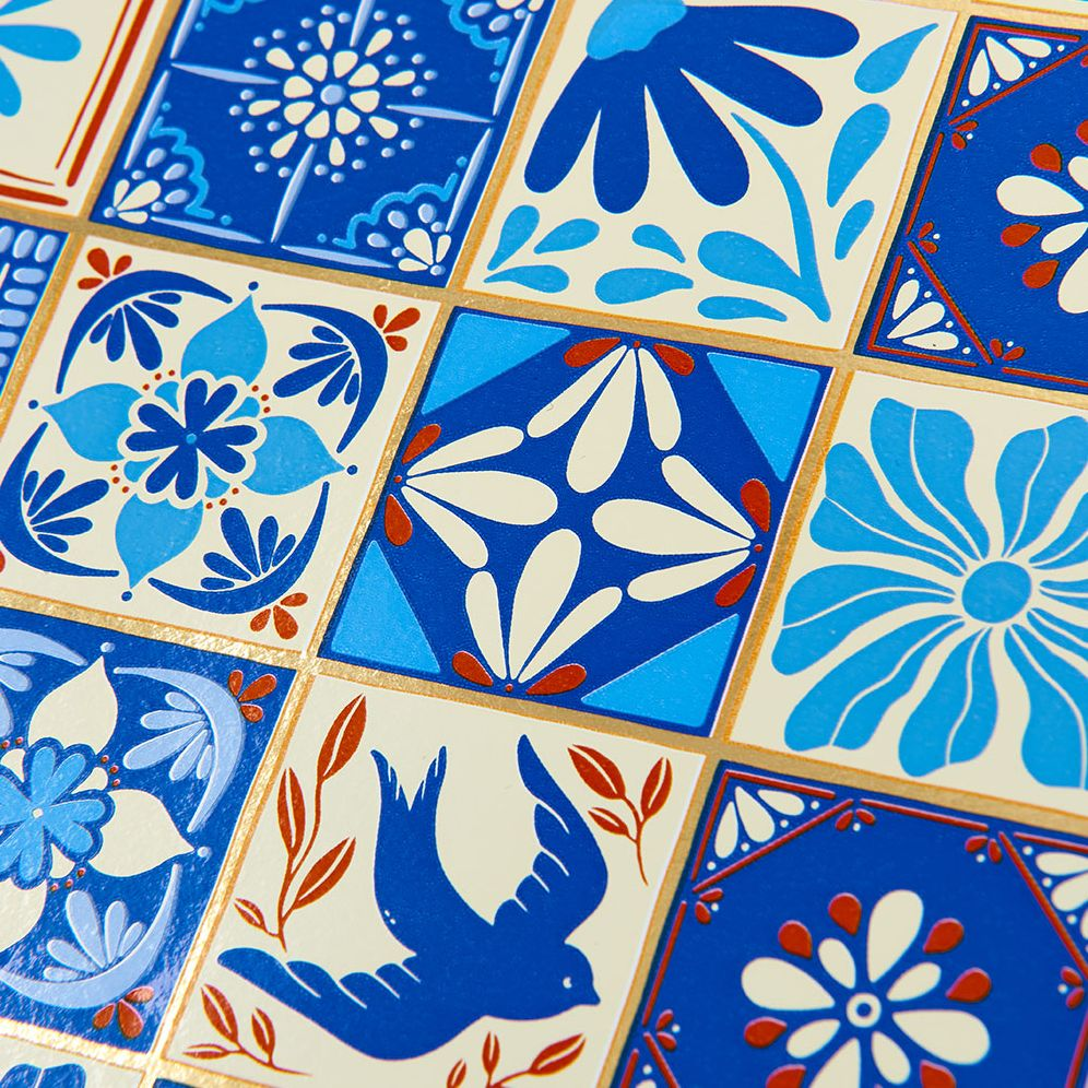 Hand Drawn Tiles Continuous Roll Wrap