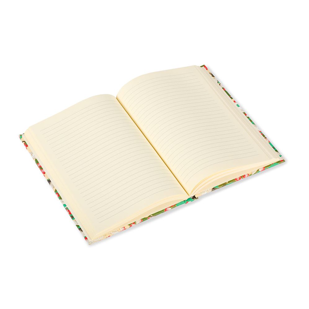 Essential Medium Lined Notebook Red Blossom / Cranes / Green
