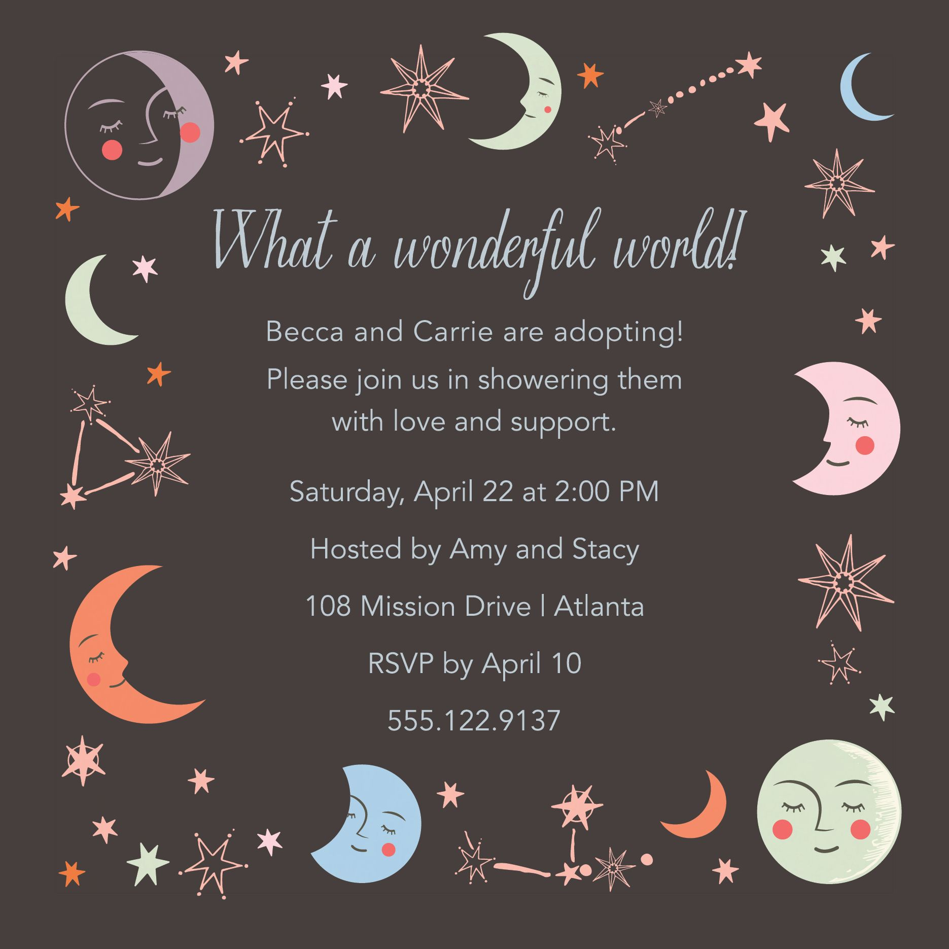 Moons and Stars Adoption Shower Invitation