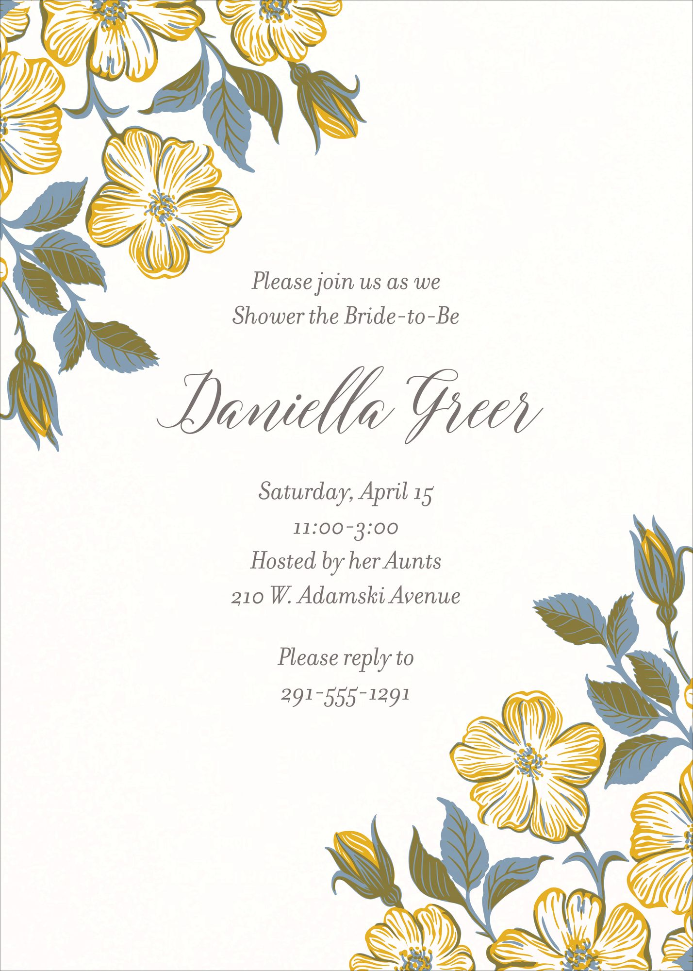 Dogwood Bunch Bridal Shower Invitation