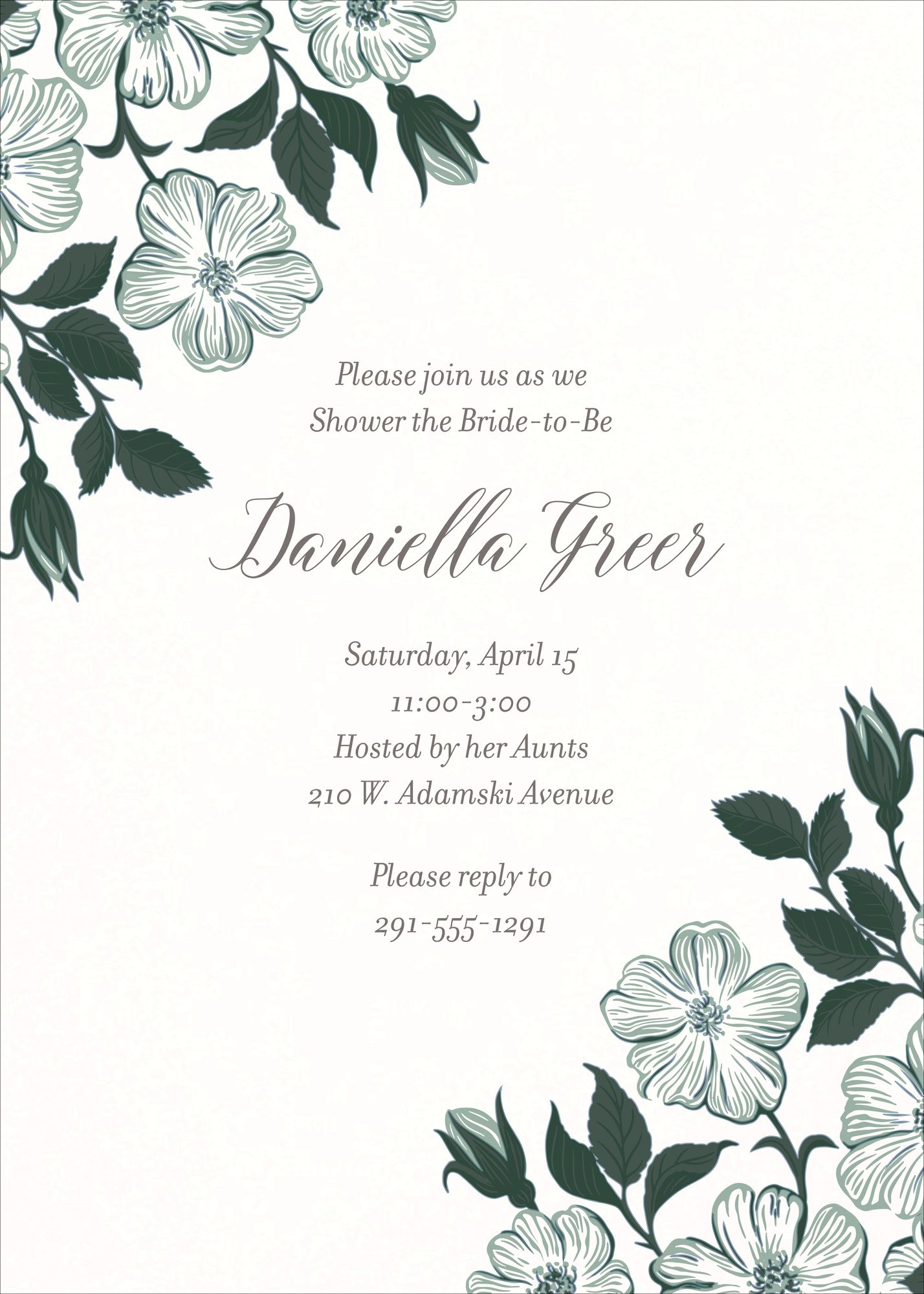 Dogwood Bunch Bridal Shower Invitation