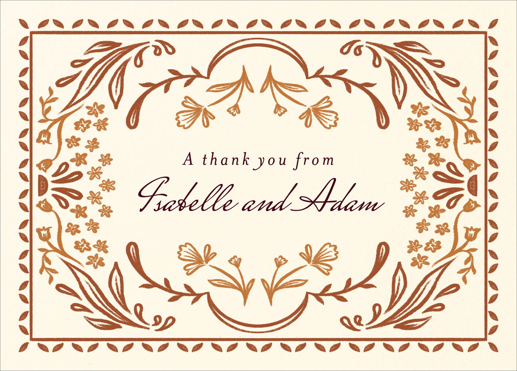 Ornamental Autumn Thank You Card