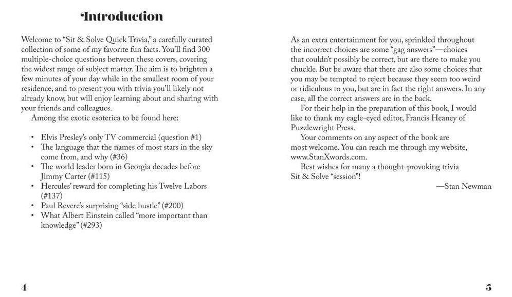 Sit & Solve Quick Trivia