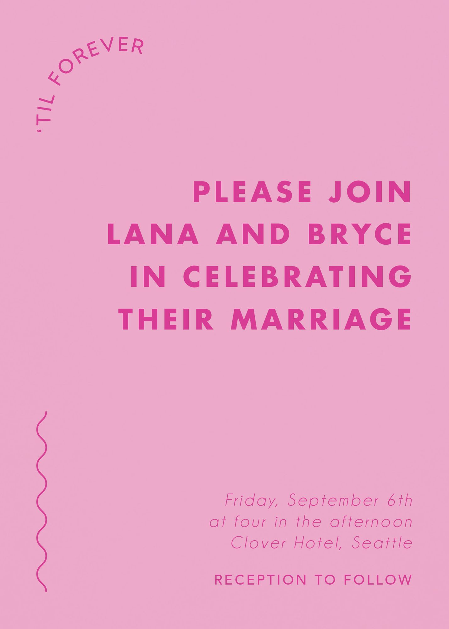 Swish on Pink Wedding Invitation