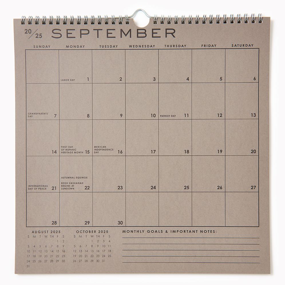 2025-2026 Paper Source Grid 17 Month Calendar