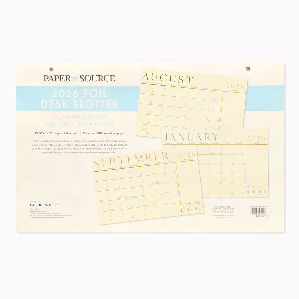 2025-2026 Paper Source Foil 17 Month Blotter Calendar