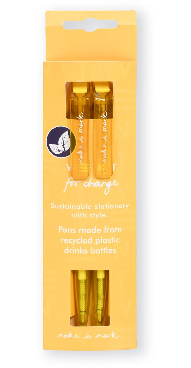 MAKE A MARK Recycled Pen Pack (2x Pens) Yellow