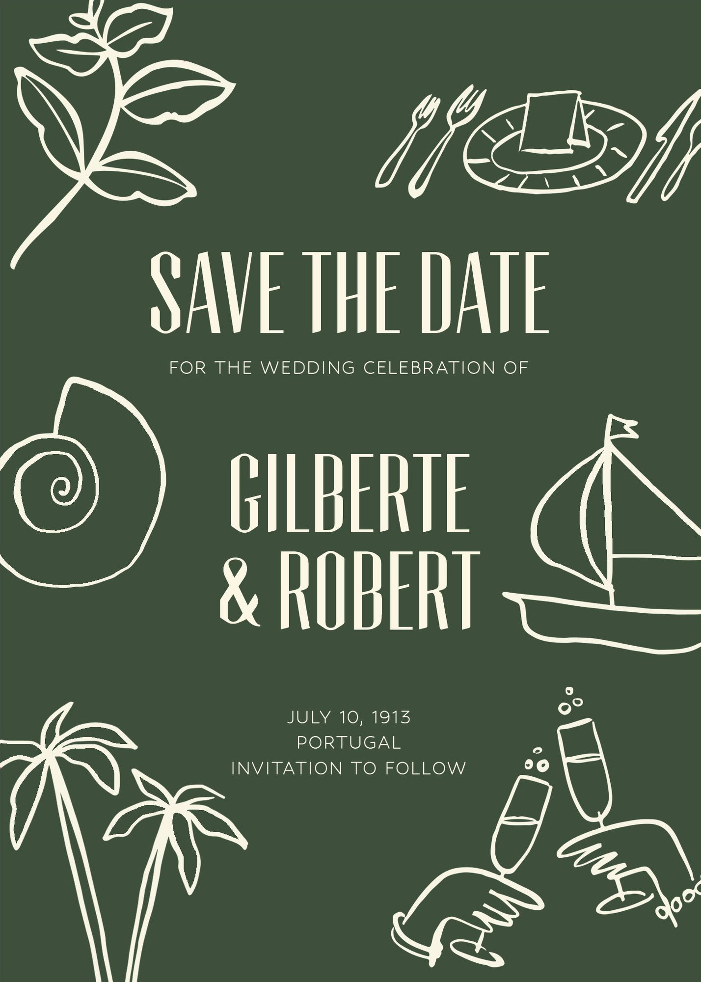 Coastal Toast on Cream Save the Date