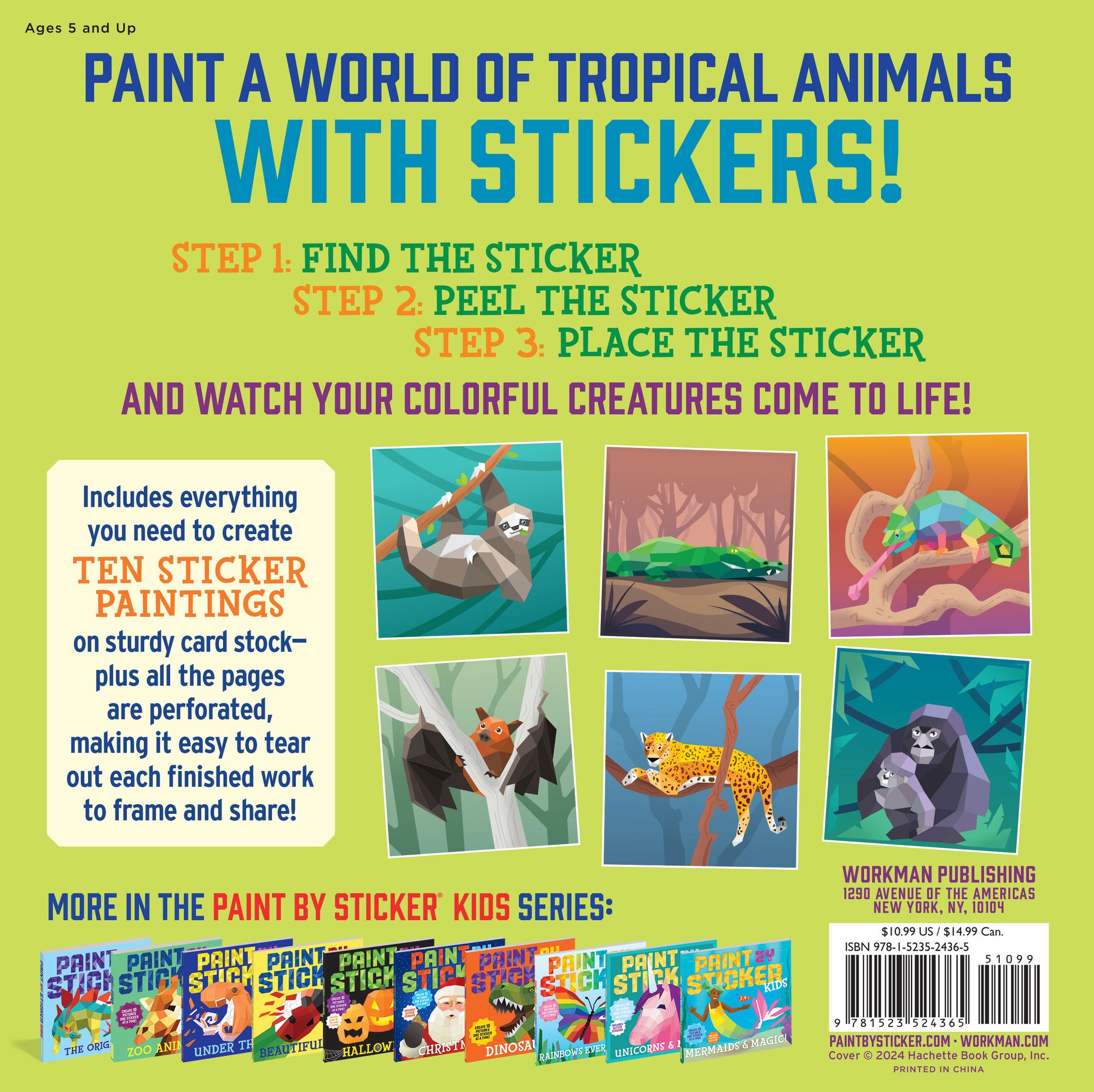 Paint by Sticker Kids: Rainforest Animals