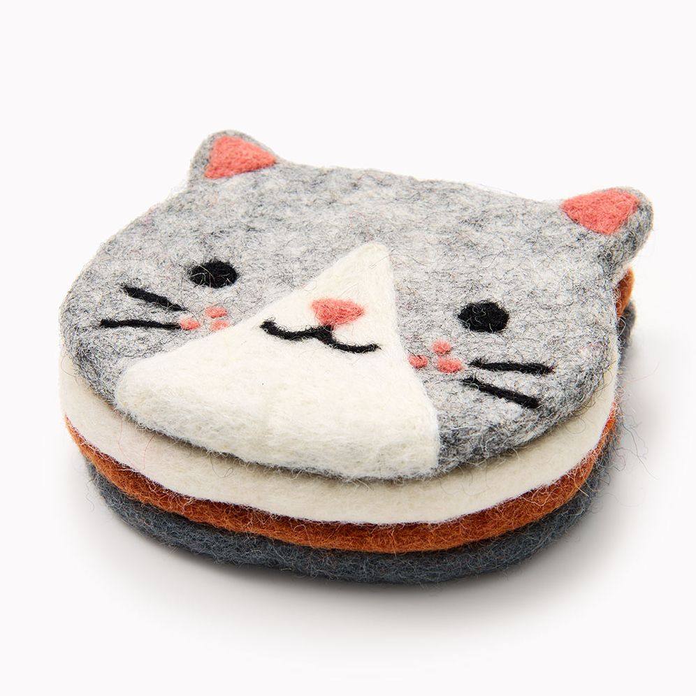 Felt Cat Coaster Set