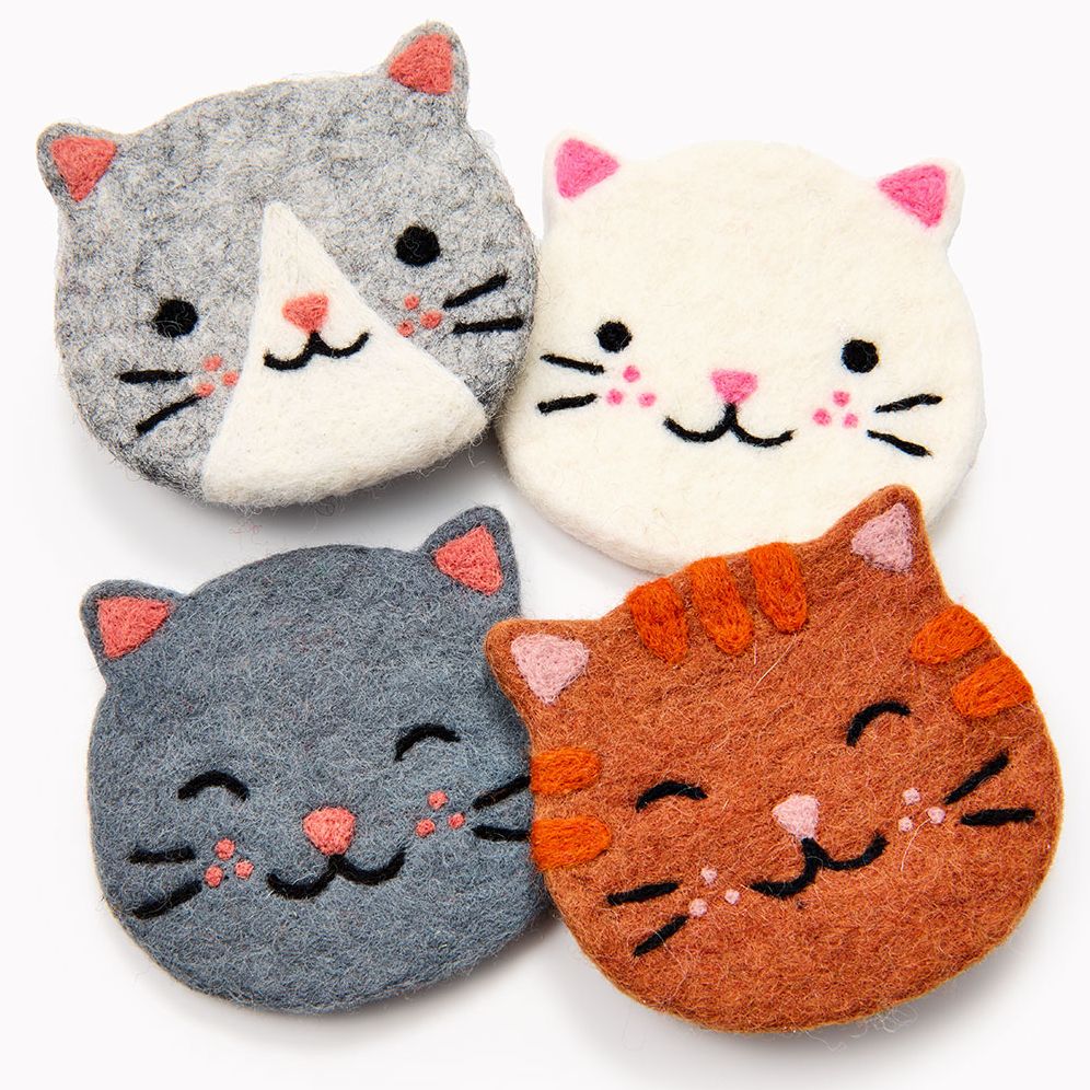 Felt Cat Coaster Set
