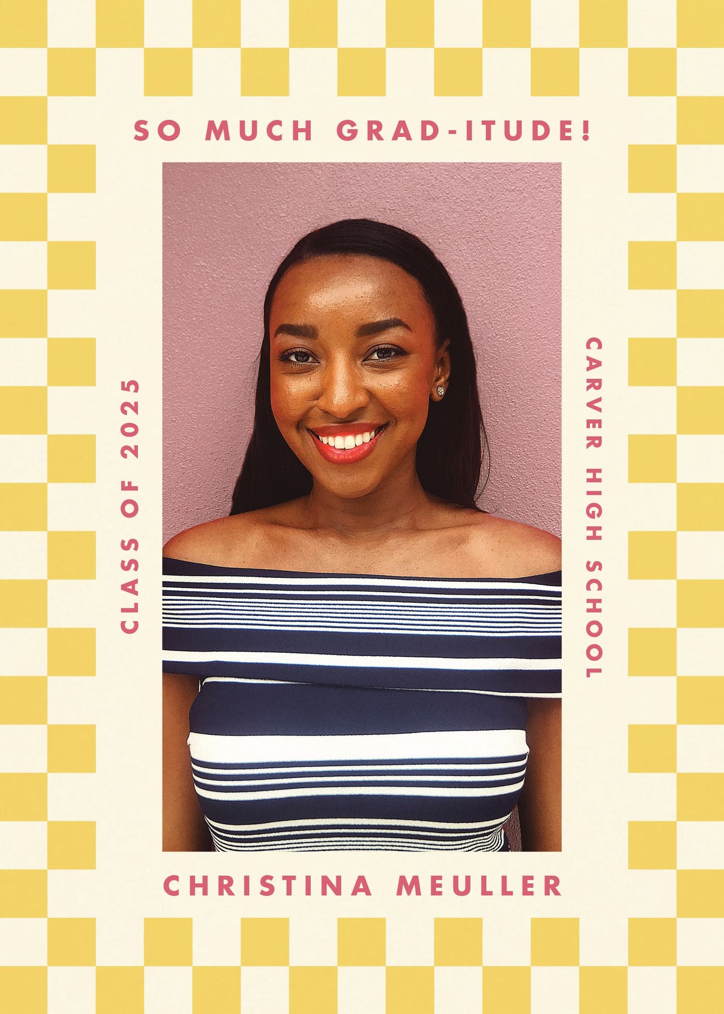 Checkered Frame Photo Graduation Announcement