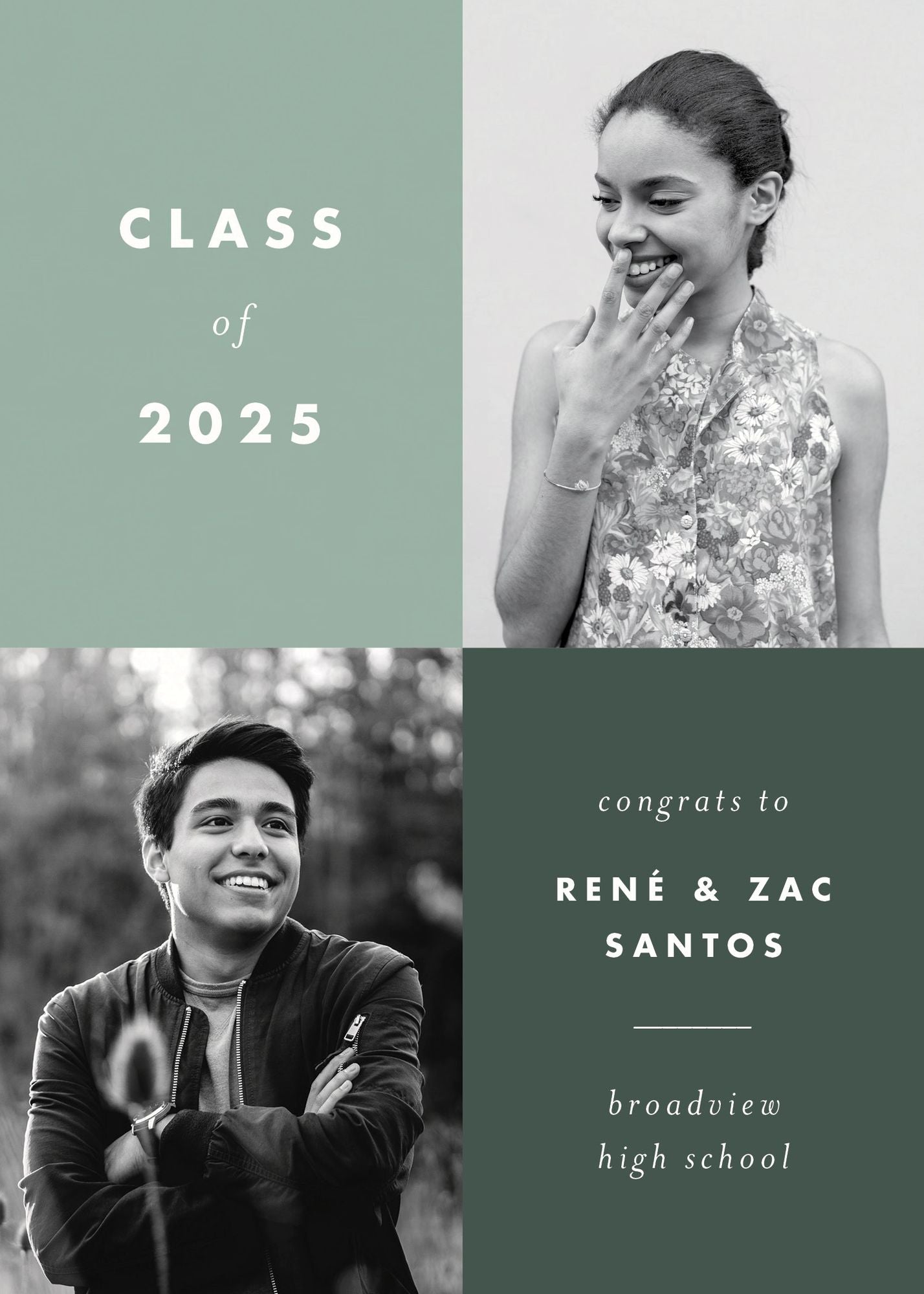 Color Blocks Dual Photo Graduation Announcement