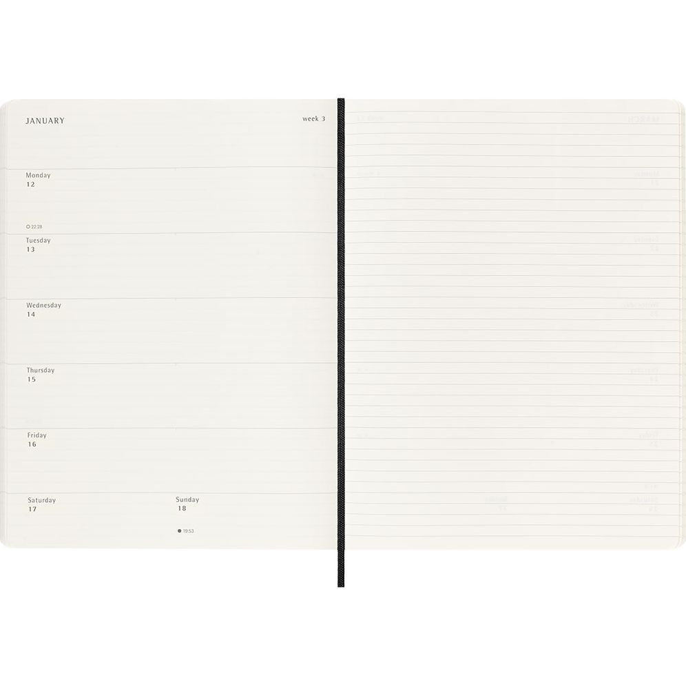 Moleskine Classic 18 Month 2025-2026 Weekly Planner, Soft Cover, XL (7.5" x 10"), Black, 208 pages