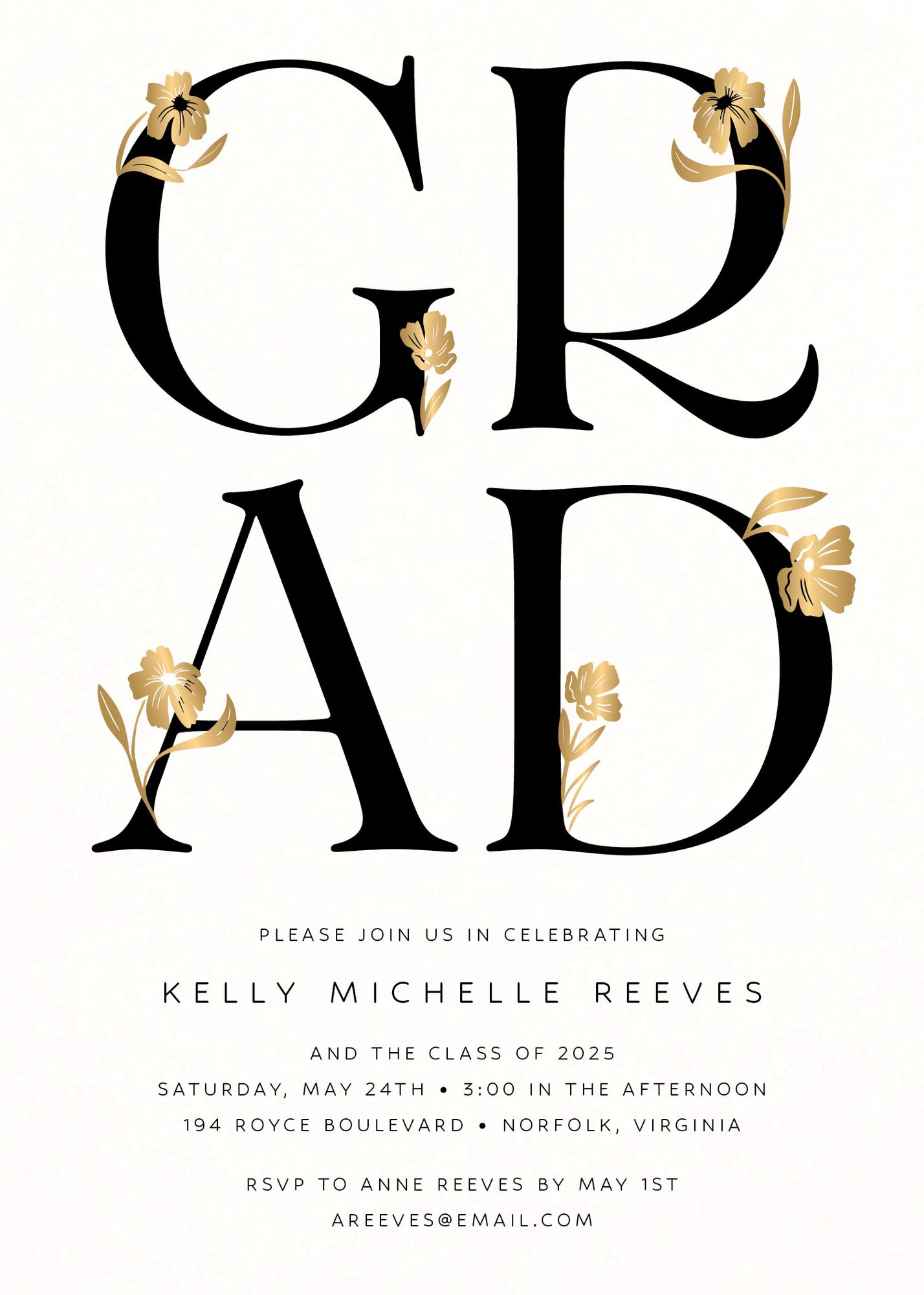 Les Fleurs Foil Graduation Announcement