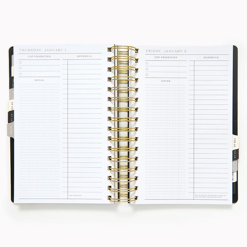 2025-2026 Paper Source B+W Minimalist Daily Planner
