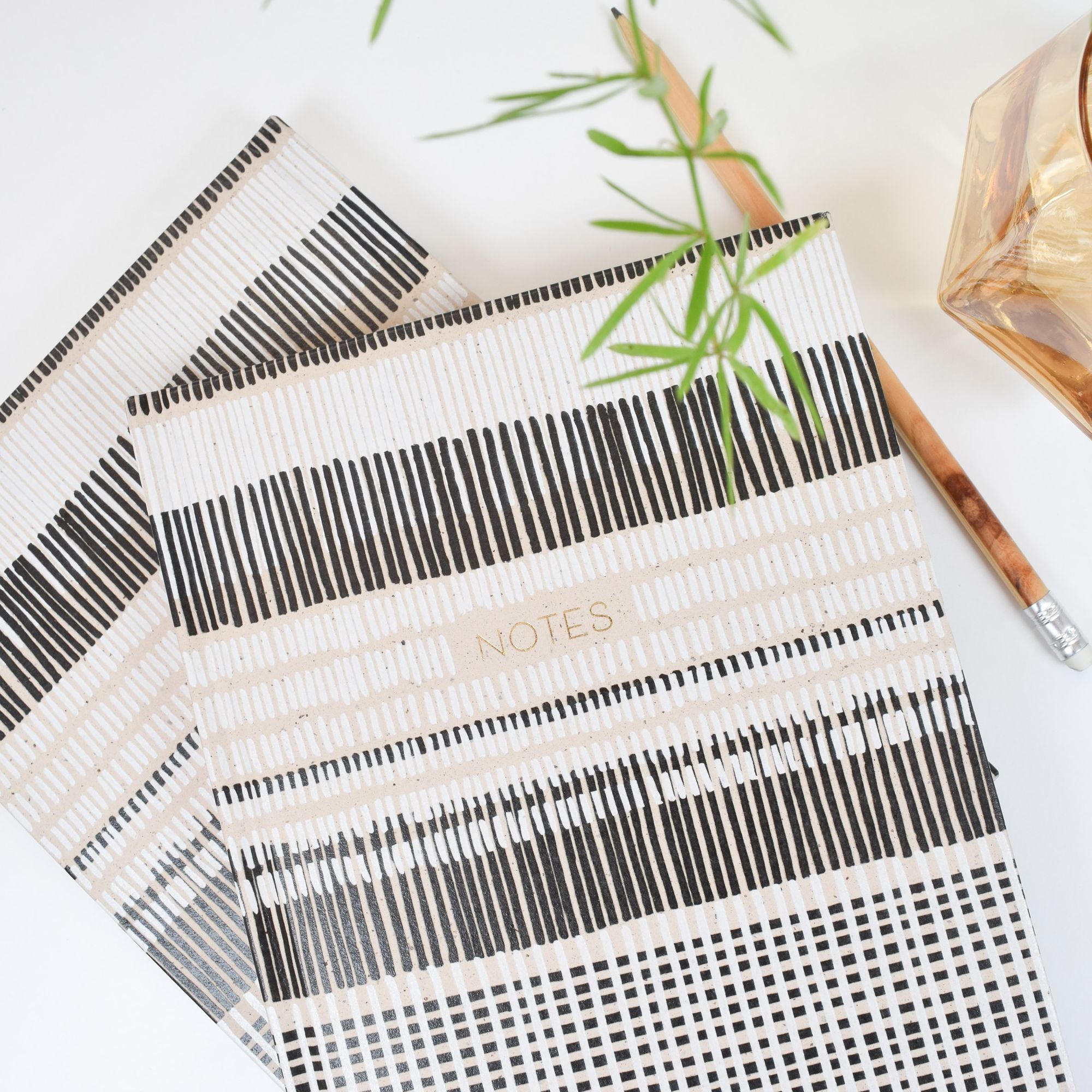 Paper Wasp Recycled B&W Cross-stitch Lines Journal