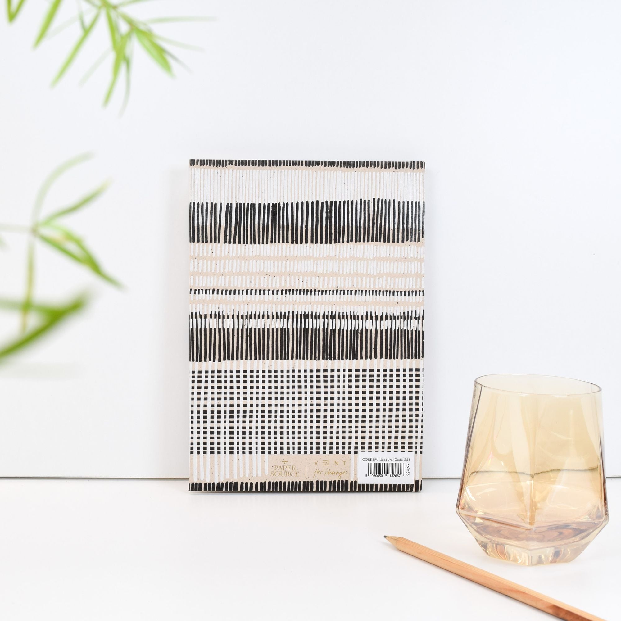 Paper Wasp Recycled B&W Cross-stitch Lines Journal