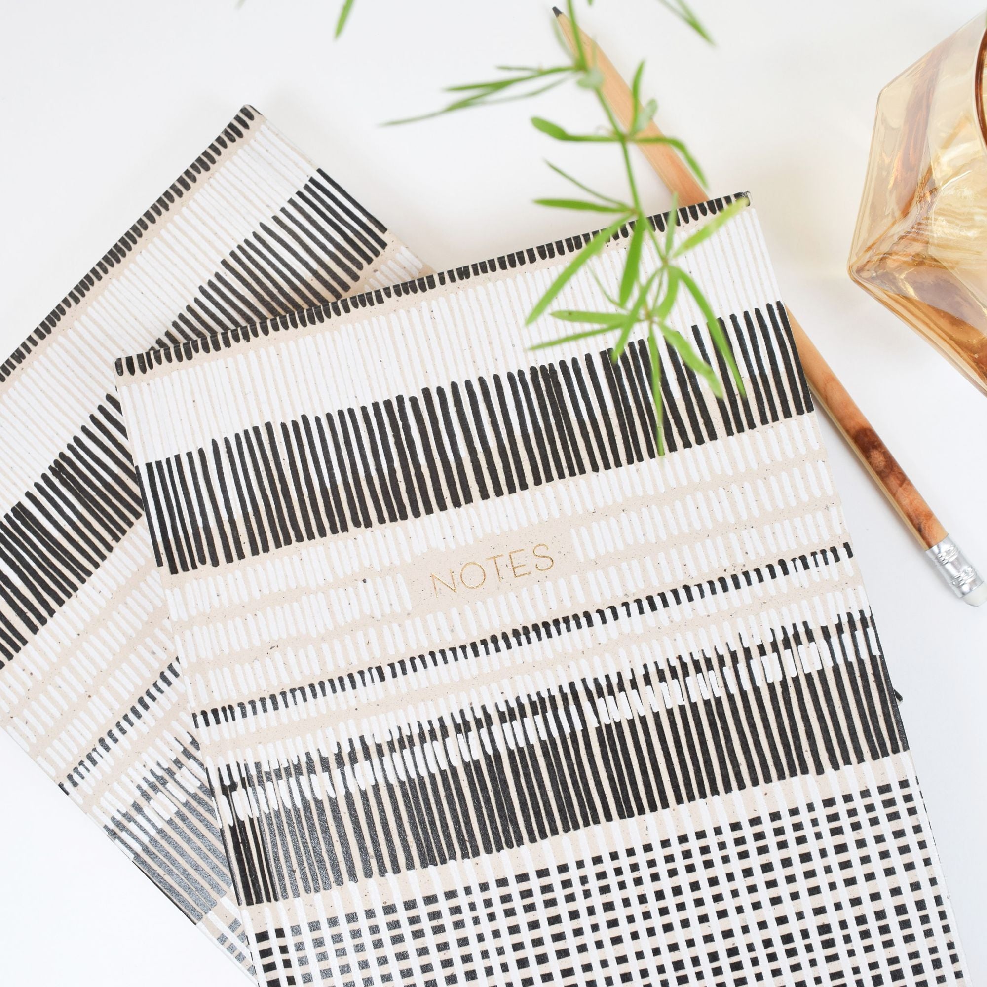 Paper Wasp Recycled B&W Cross-stitch Lines Journal