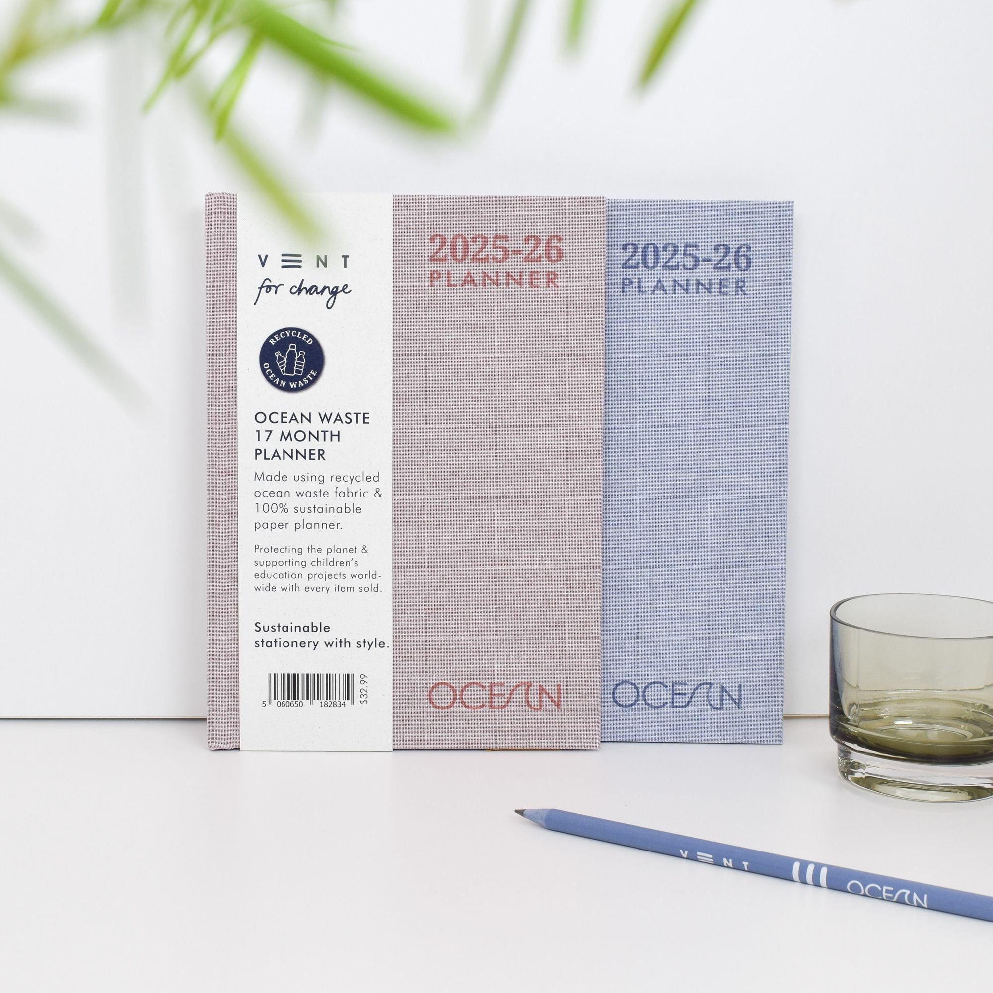 2025-2026 Ocean Coral Pink 17 Month Planner