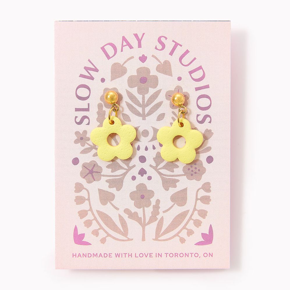 Mini Daisy Dangle Earrings - Yellow