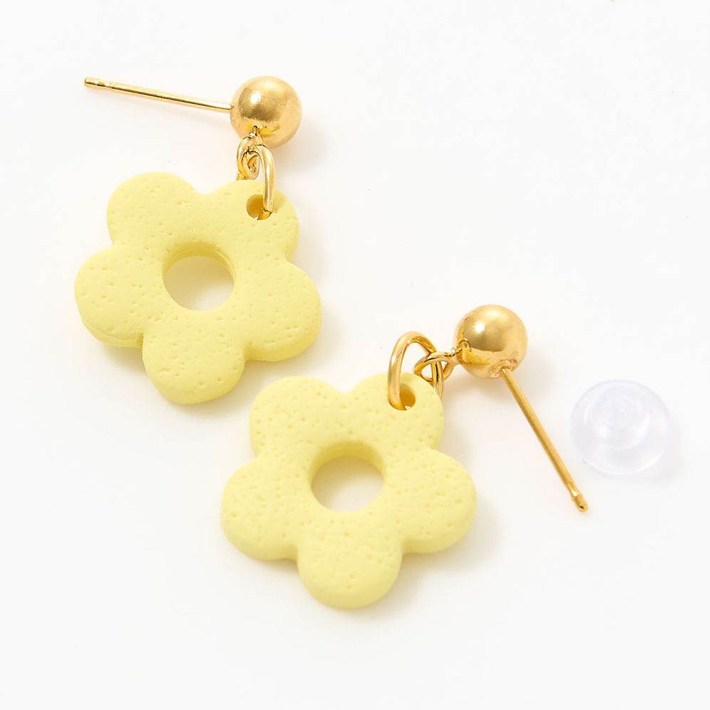 Mini Daisy Dangle Earrings - Yellow